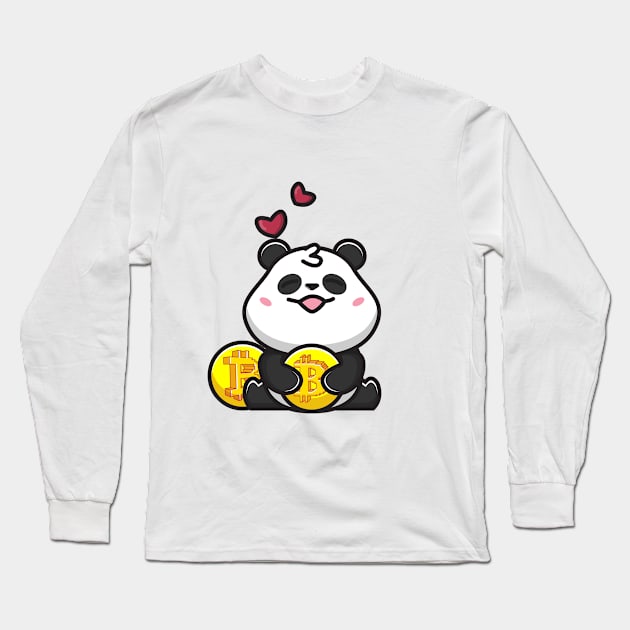 panda huging bitcoin Long Sleeve T-Shirt by fflat hds